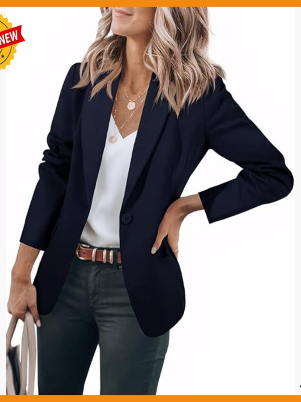 Slim Fit Blazer Open Front Long Sleeve Work Office Casual Jacket